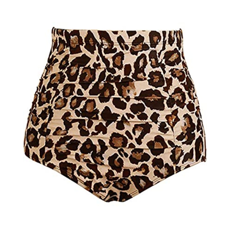 Stylish High Waisted Swim Bottom For Women-Leopard