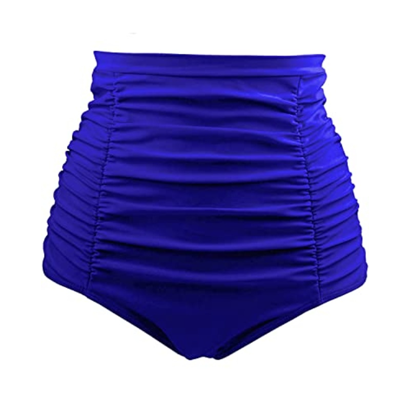 Thick Fabric High Waisted Swim Bottom For Women-Royal Blue