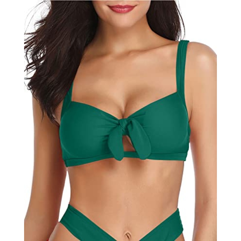 Trendy And Fun Bathing Suit Push Up Bikini Top-Emerald Green