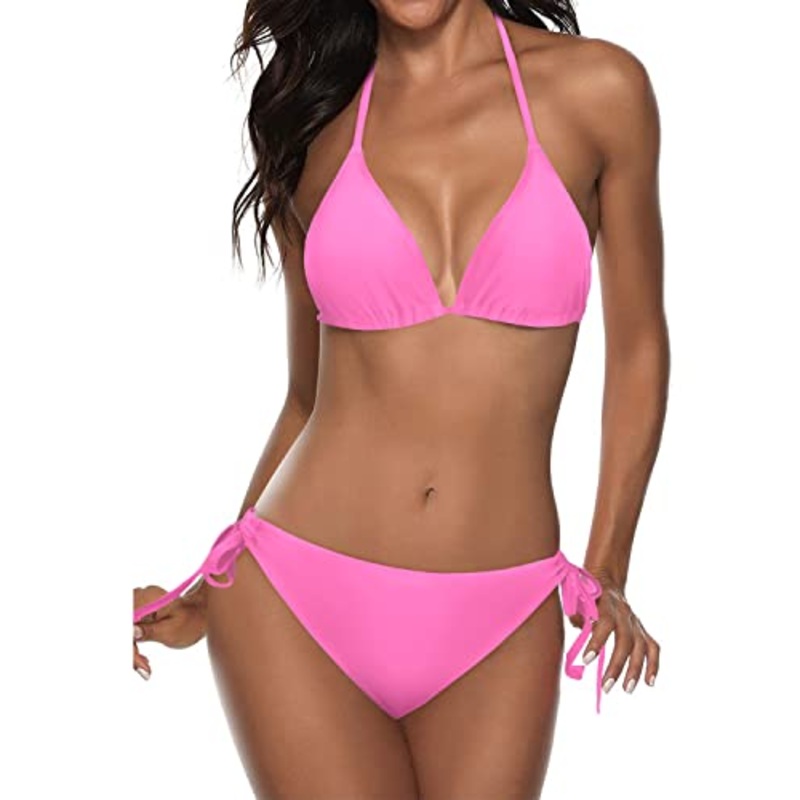 Attractive Two Piece Bikini Sets For Women-Light Pink