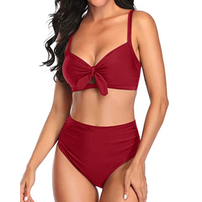 Cute And Sexy Bowtie Removable Bikini For Women Bathing Suits-Red