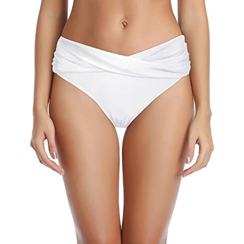 Cheeky Swimwear Bottoms High Cut Bathing Suit Bottoms For Curvy Women-White