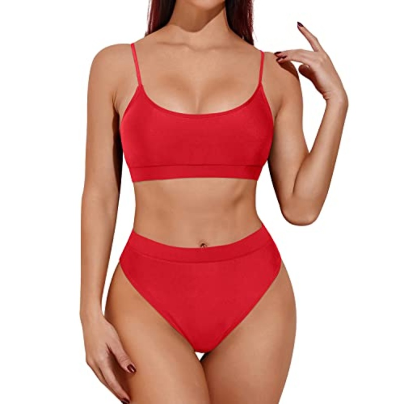 Slimming & Sexy Two Piece High Waisted Bikini-Red