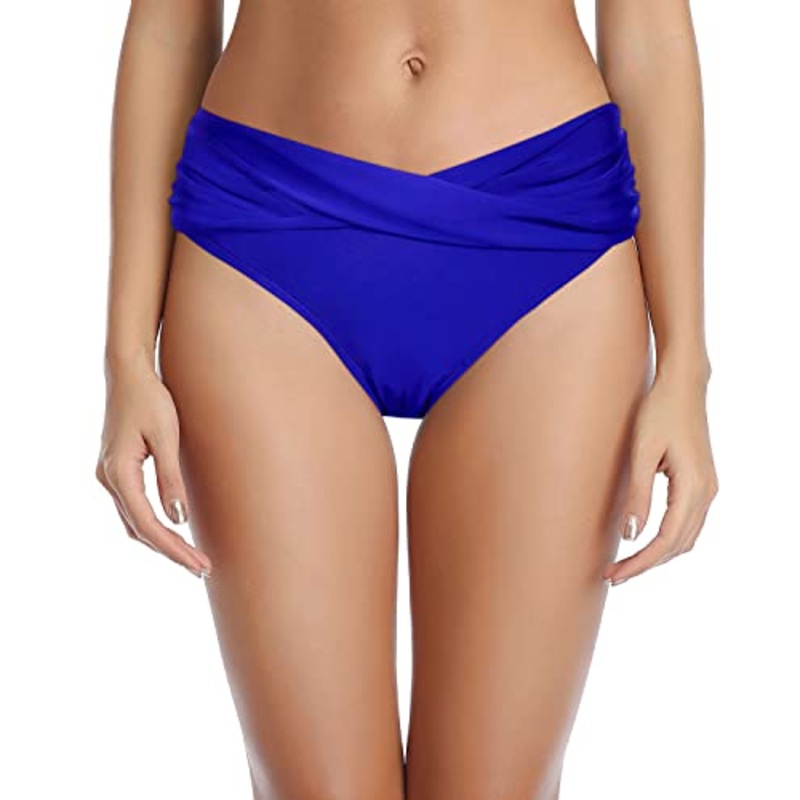 V Cut Swimsuit Bottoms High Cut Bathing Suit Bottoms For Curvy Women-Royal Blue