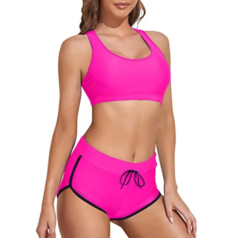 Women Summer Beach Swimming Pool Honeymoon Bikini-Pink Black