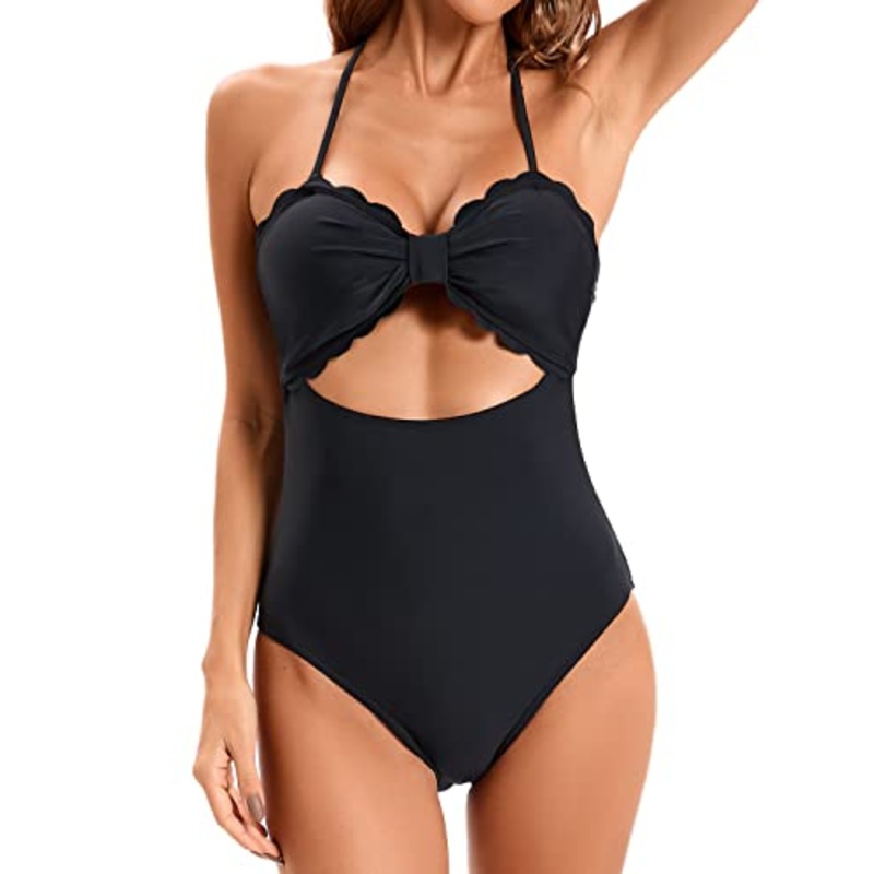High Waist Ruched Tummy Control Bikini Bottoms For Women-Black
