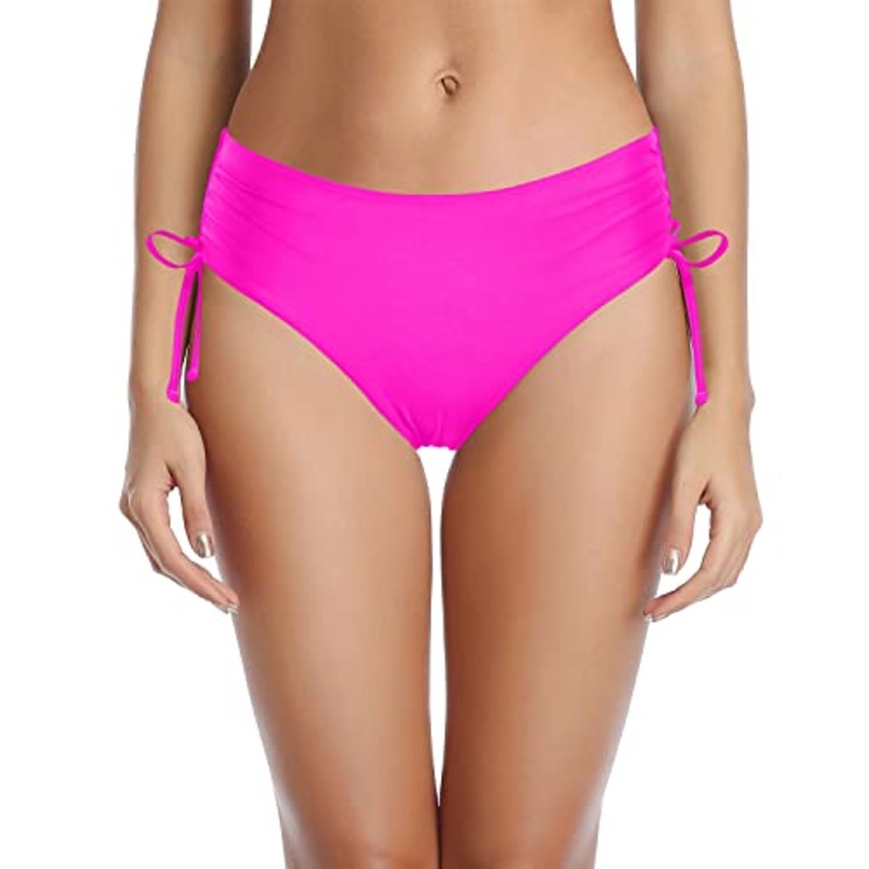 Stylish Side Tie Bikini Bottom For Teen Girls-Neon Pink