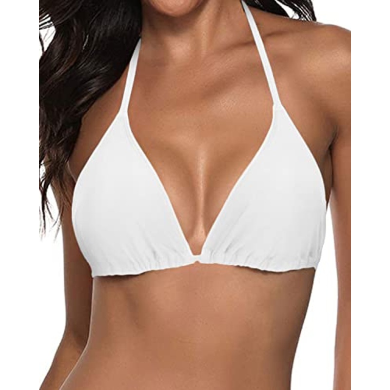 Summer Beach String Triangle Swimsuit Top For Women-White