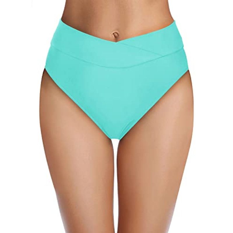 Women's High-Rise Cheeky Bikini Bottoms For Swimsuits-Aqua