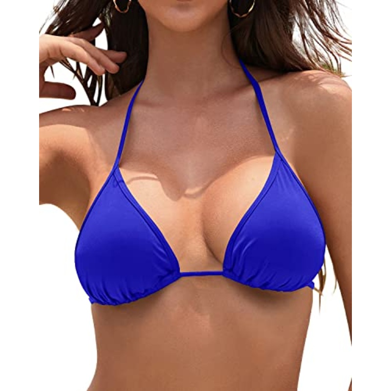 Mix And Match Triangle Bikini Top String Bathing Suits Top For Ladies-Royal Blue