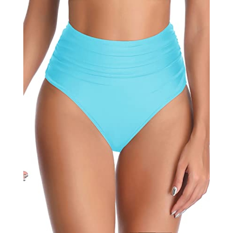 Pool Party High Waisted Retro Tummy Control Swimusuit Bottom-Blue