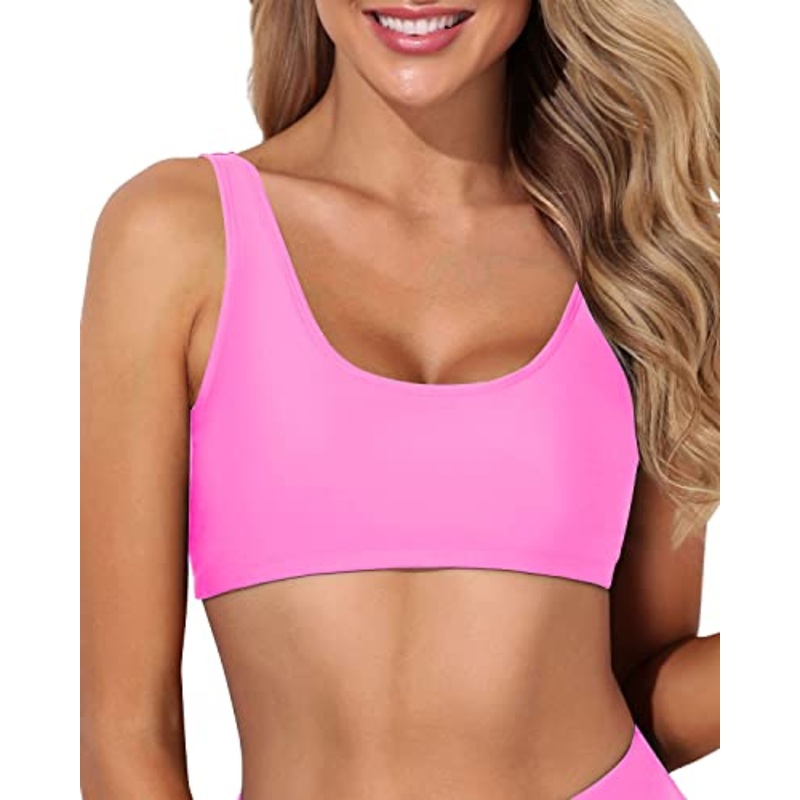 Push Up Sports Bra Bikini Top For Women's Beachwear-Light Pink