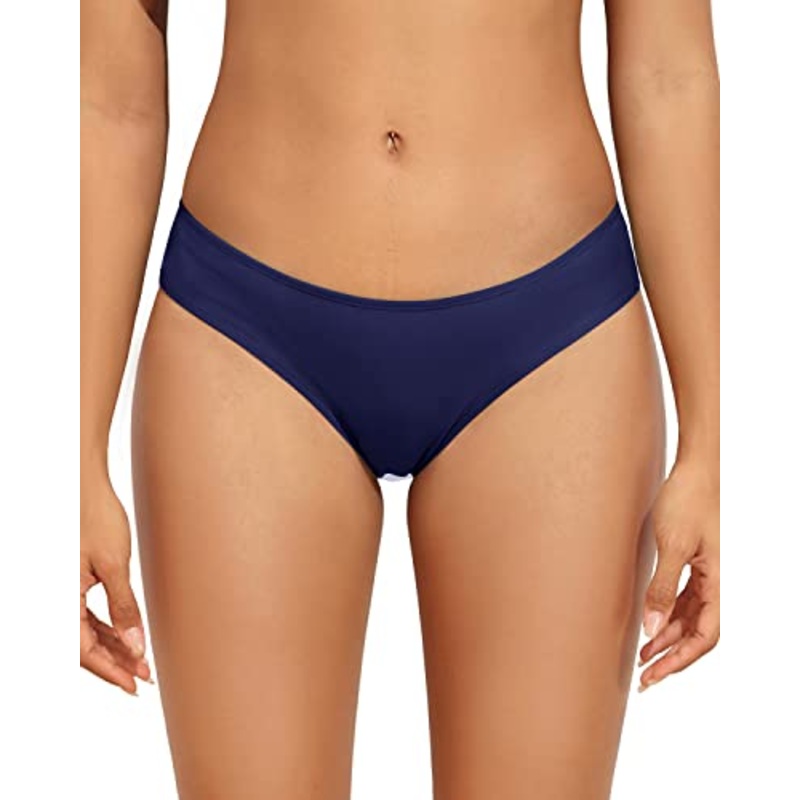 Slimming High Cut Full Coverage Bikini Bottom-Navy Blue