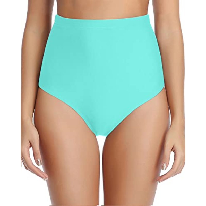 Women's High Waisted Tummy Control Bikini Swimsuit Bottoms-Aqua