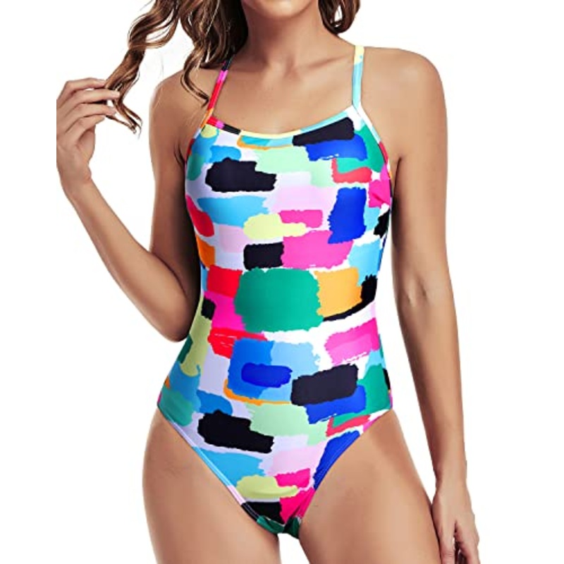 Juniors & Ladies V-Back One Piece Swimsuits For Women-Aqua