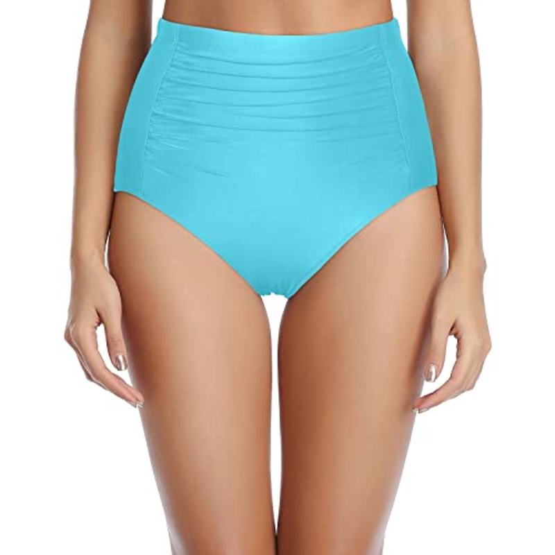 Perfectly Shaping Body Swimsuit Bottom Ruched Bathing Suit Bottom-Blue