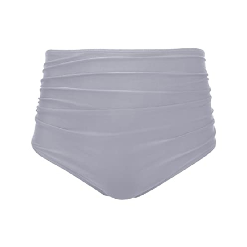 Sexy High Waisted Bikini Bottom Shirred Tankinis Brief-Grey