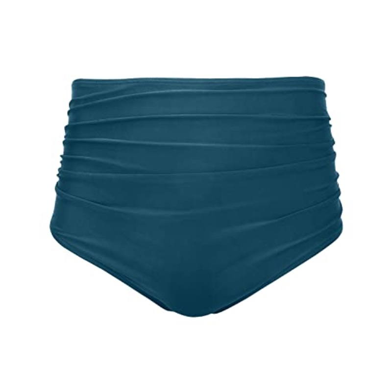 Shirred Swim Bottom Tankinis Brief Full Coverage Swim Bottom-Teal