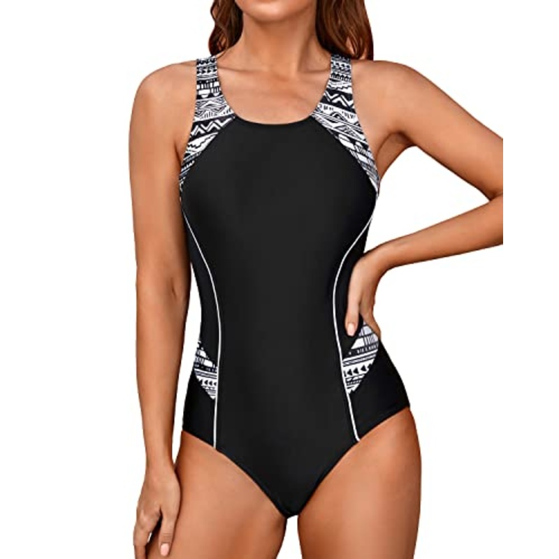 Athletic Racerback One Piece Swimwear Training Exercise Slimming Bathing Suit