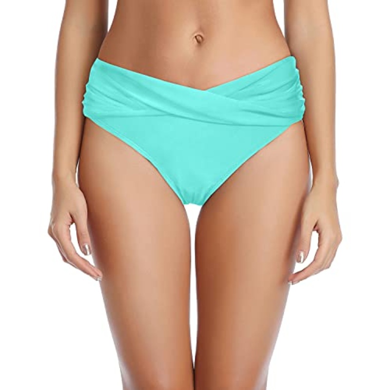 Cheeky High Cut Bikini Bottoms for Women Ruched Bathing Suit Bottoms