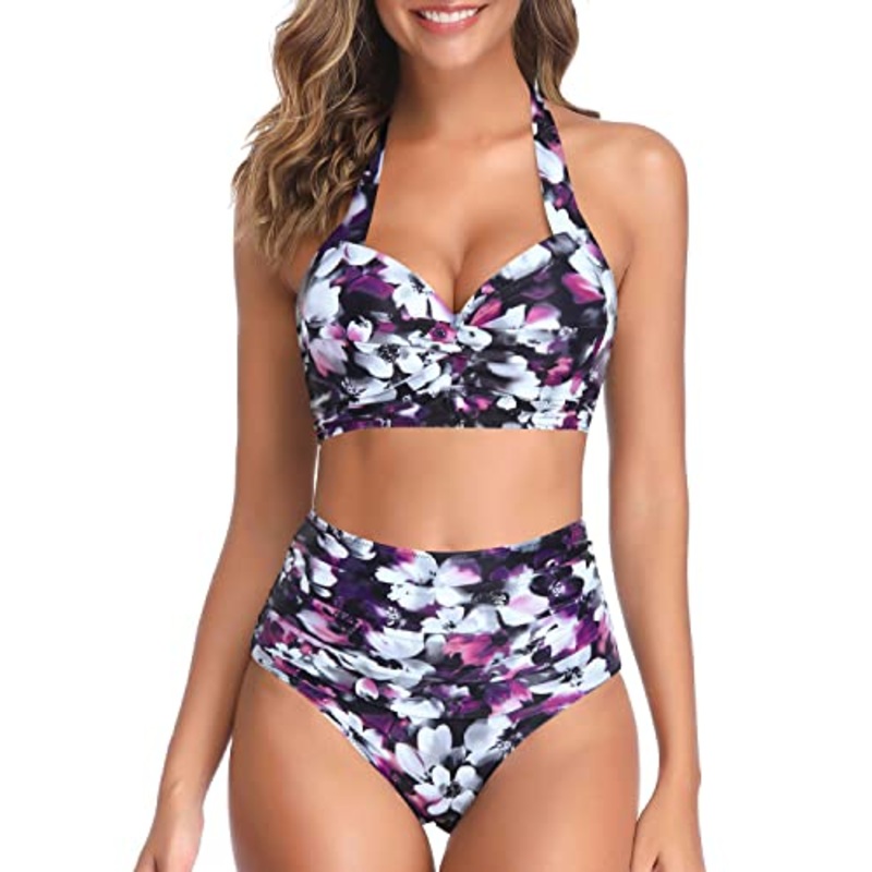 Flattering High Waist Bikini Women's Two Piece Vintage Swimsuit