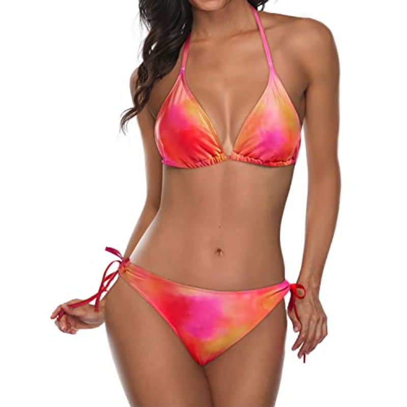 Flattering Padded Triangle Bikini Women's Halter Two Piece Bathing Suit