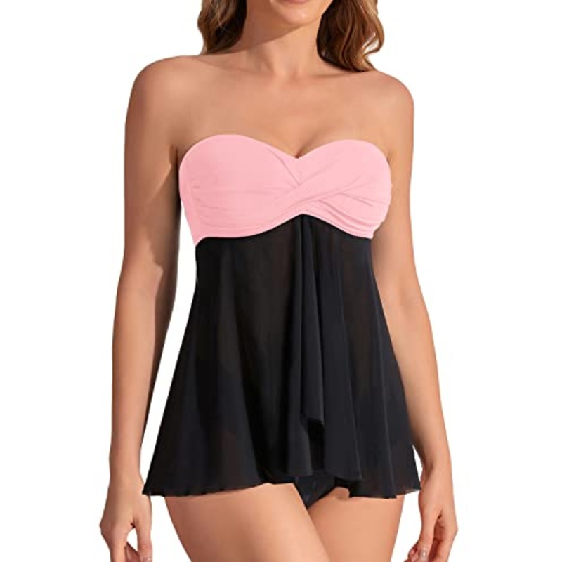 Halter Bandeau Flyaway Tankini Women's Two Piece Bathing Suits