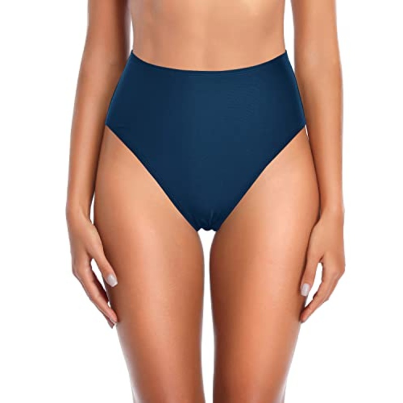 High Cut Tummy Control Bikini Bottoms Women's High Waisted Bathing Suit Bottoms