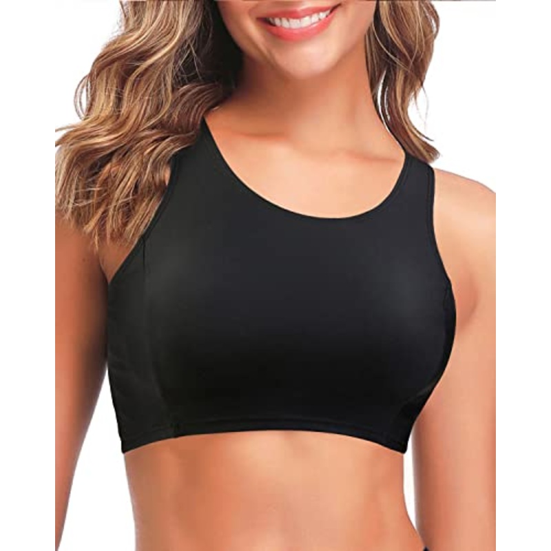 High Neck Racerback Sports Bra Swimsuit Top Women Bikini Crop Top