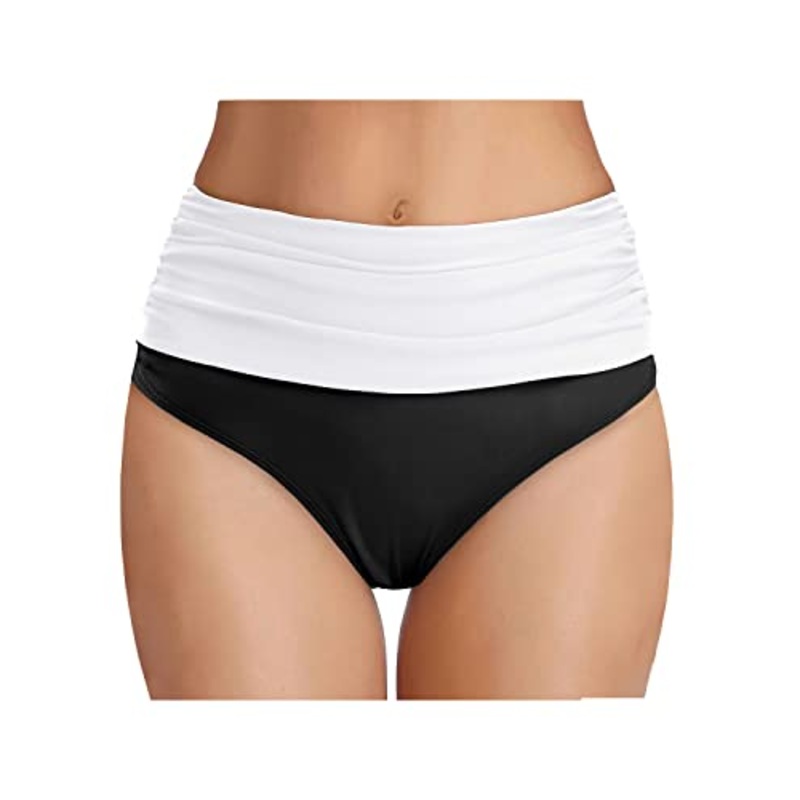High Waisted Bikini Bottom Tummy Control Ruched Swim Bottom for Women