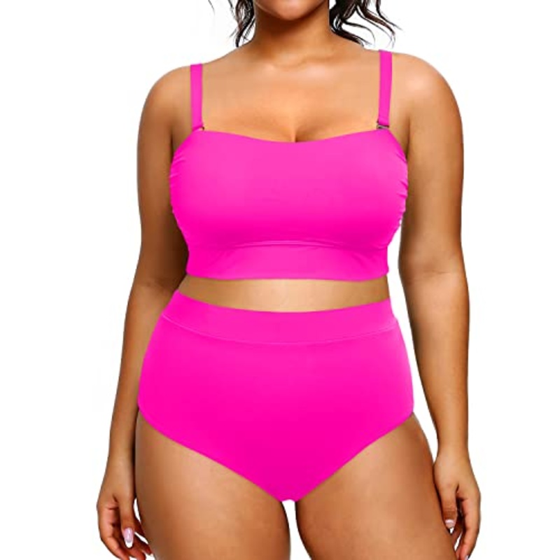 Plus Size Two Piece Swimsuits Straps Closure Bathing Suits for Women