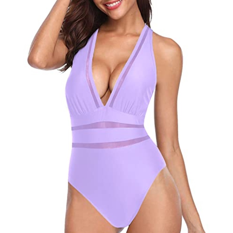Sexy Hollow Out One Piece Swimsuits for Women Plunge V Neck Monokini