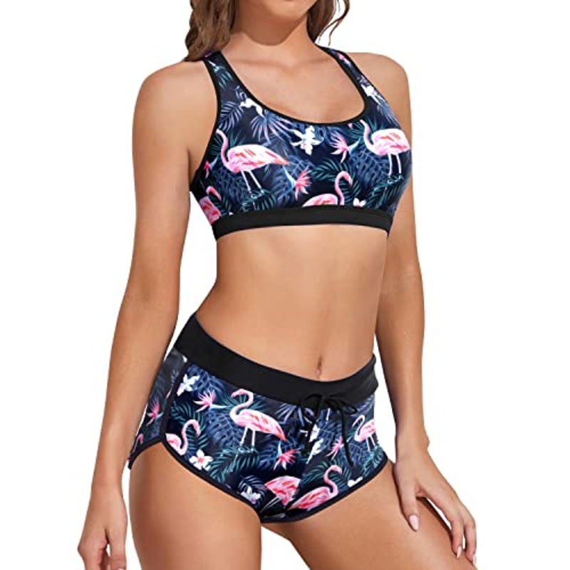 Sporty Racerback Bikini Swimsuits for Girls Two Piece Athletic Swimwear