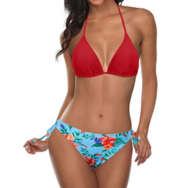 Stylish Triangle Bikini Women's Padded Halter Two Piece Bathing Suit