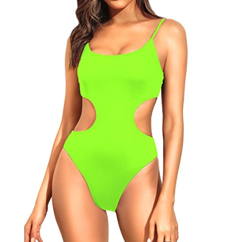 Trendy High Cut Monokini Women's Scoop Neck One Piece Swimsuit