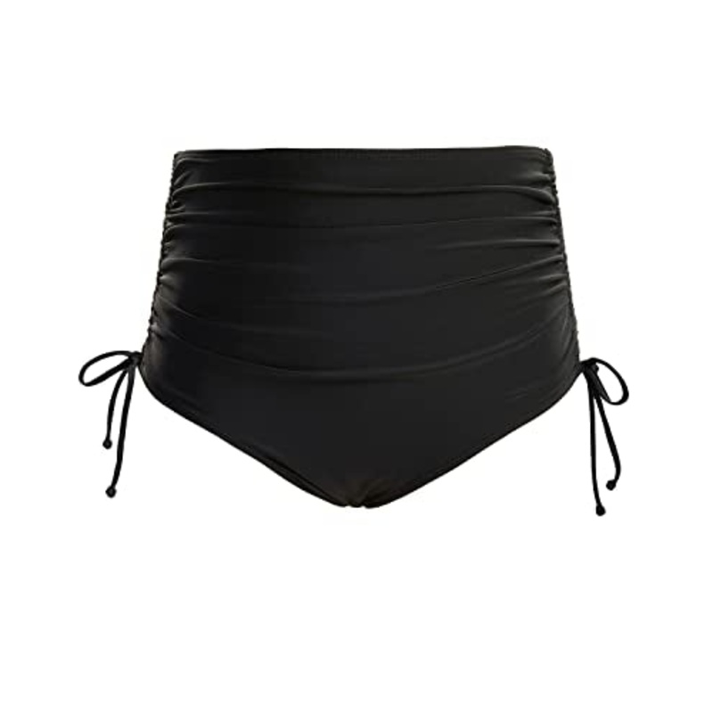 Women High Waisted Bikini Bottom Retro Ruched Swim Short Shirred Tankinis Brief