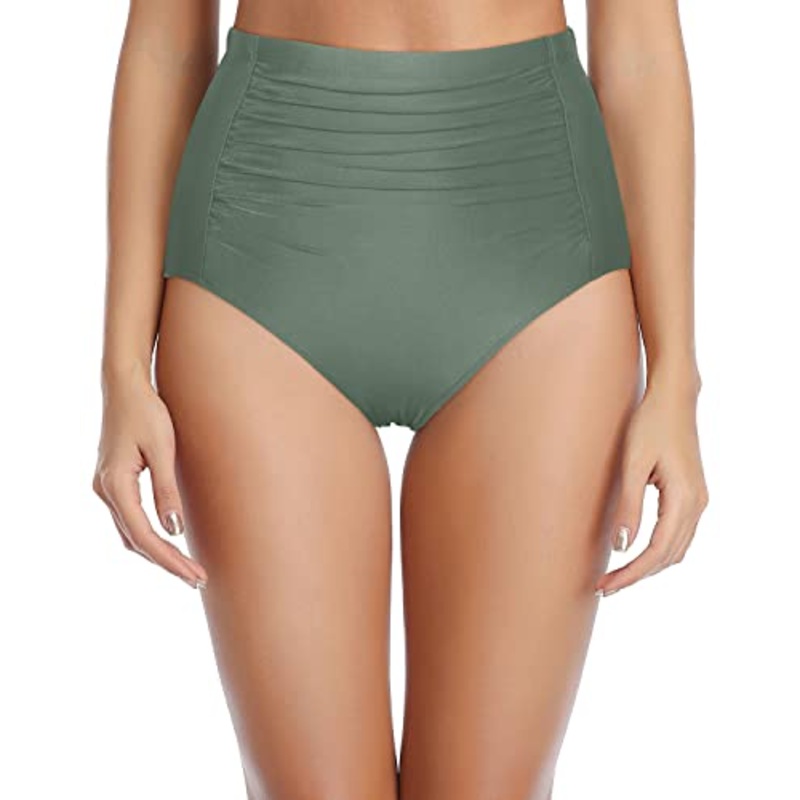 Women High Waisted Bikini Bottoms Tummy Control Ruched Bathing Suit Bottom