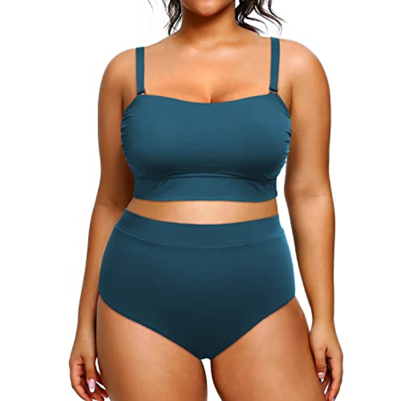 Women's Criss Cross O-Ring Cutout Swimwear High Neck Two Piece Swimsuit