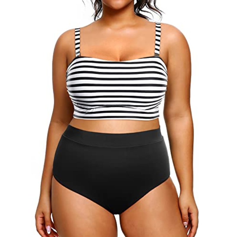Women's High Neck Swimsuit Tummy Control Two Piece Bathing Suit