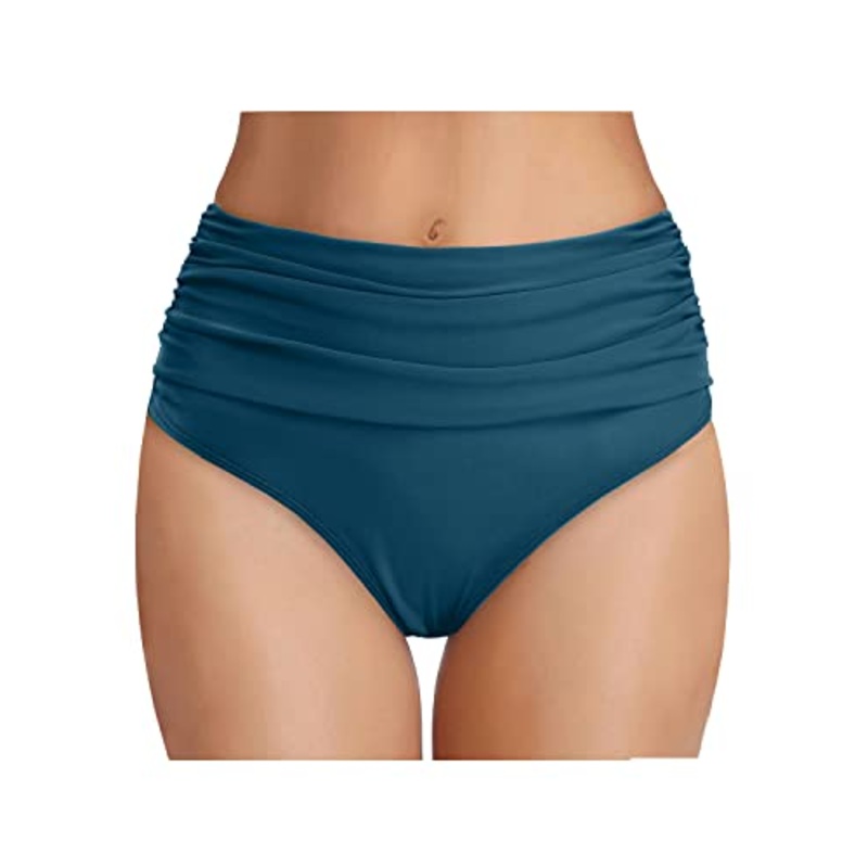 Women's High Waisted Bikini Bottom Tummy Control Ruched Swim Bottom