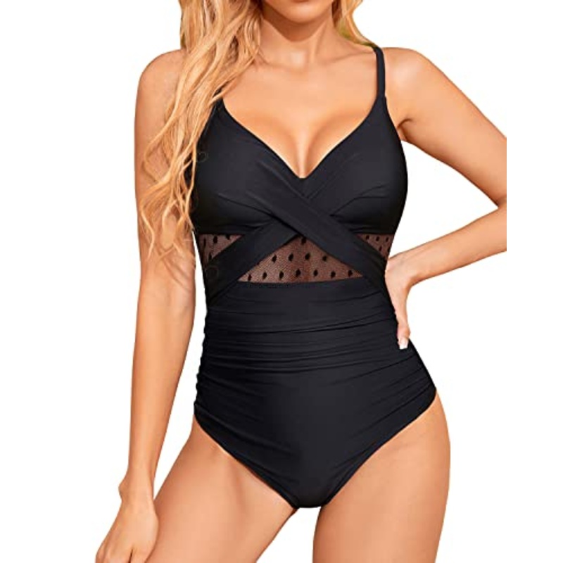 Women's One Piece Push Up Swimsuit Tummy Control Cutout Bathing Suit