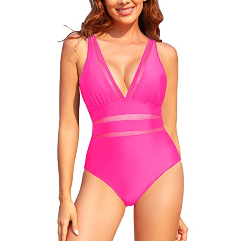 Women's Plunge V Neck Monokini Sexy Hollow Out One Piece Swimsuits