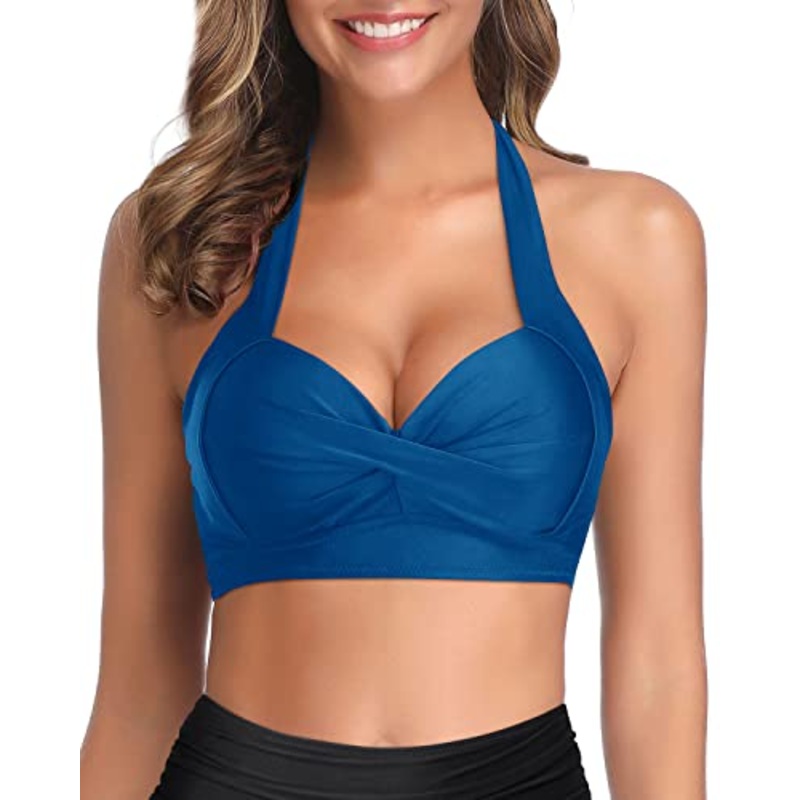 Women's Push Up Halter Bikini Top Sexy Vintage Swim Tops