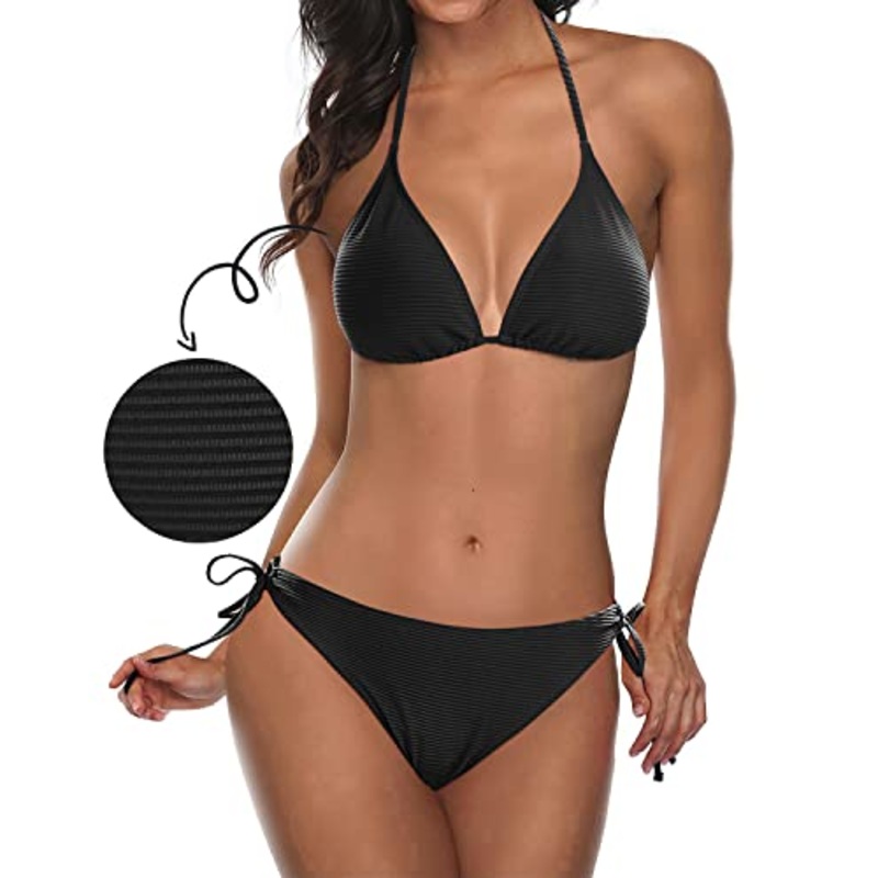 Women's Ribbed Triangle Bikini Two Piece Sexy Swimsuit