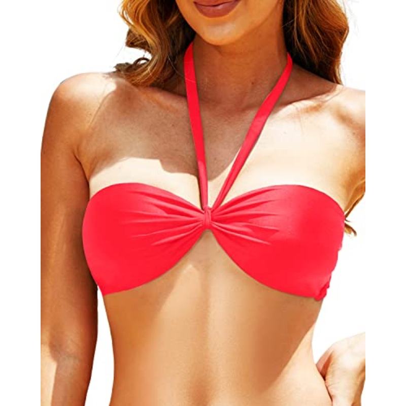 Women's Tie Knot Halter Bikini Sexy Push up Bathing Suits Top
