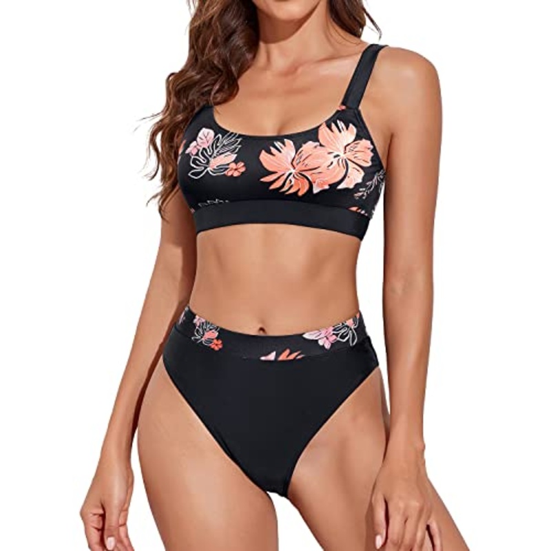Women's Two Piece Bathing Suits Tummy Control Blouson Tankini Swimsuits