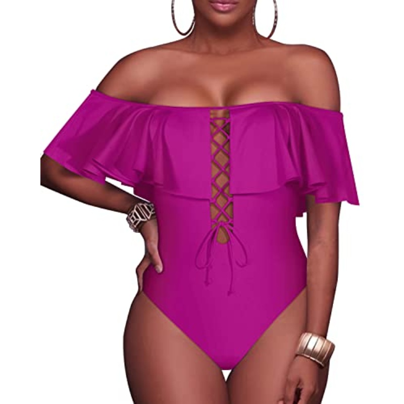 Off-The-Shoulder Strapless Swimwear For Girls-Hot Pink