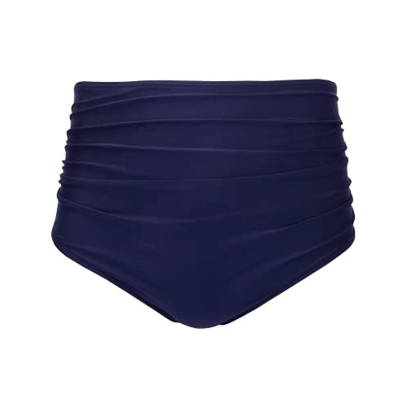 Full Coverage High Waisted Bikini Bottom For Women-Navy Blue