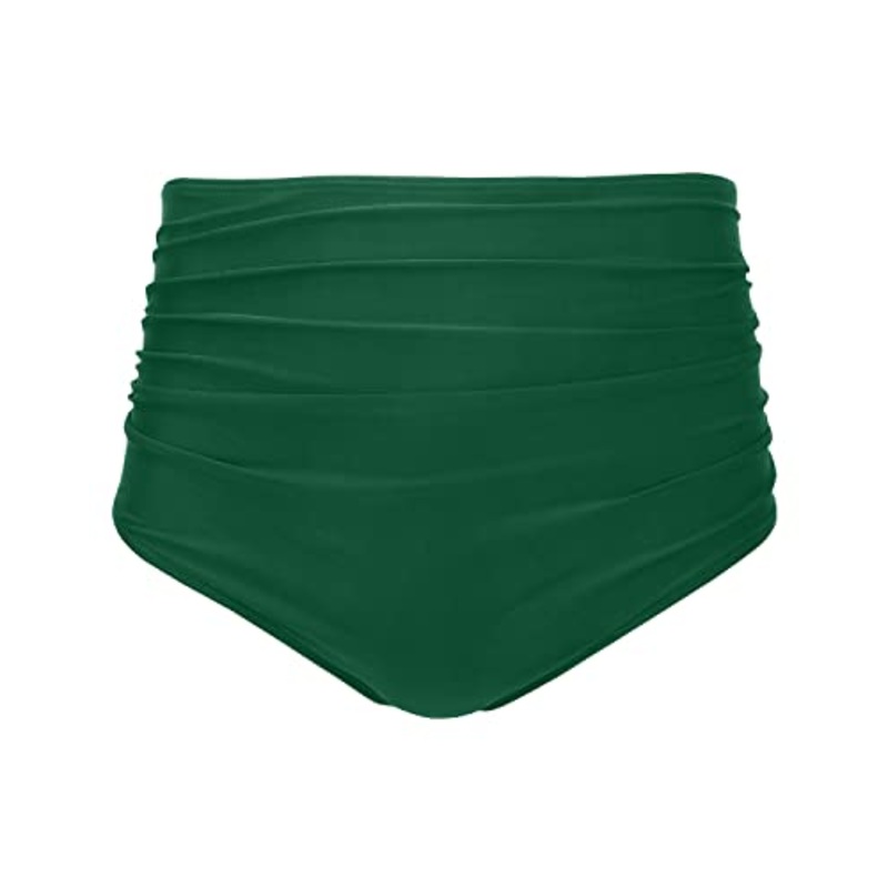 Girly High Waisted Bikini Bottom For Women-Emerald Green
