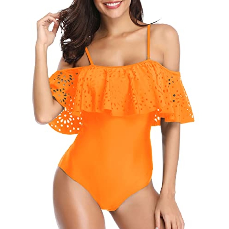 Juniors And Teens Full Coverage 1 Piece Swimsuits For Women-Orange